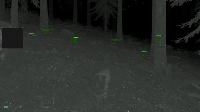 TheIsle Cheats ESP Gameplay TheIsle Cheats Entity ESP highlighting targets in an Evrima forest
